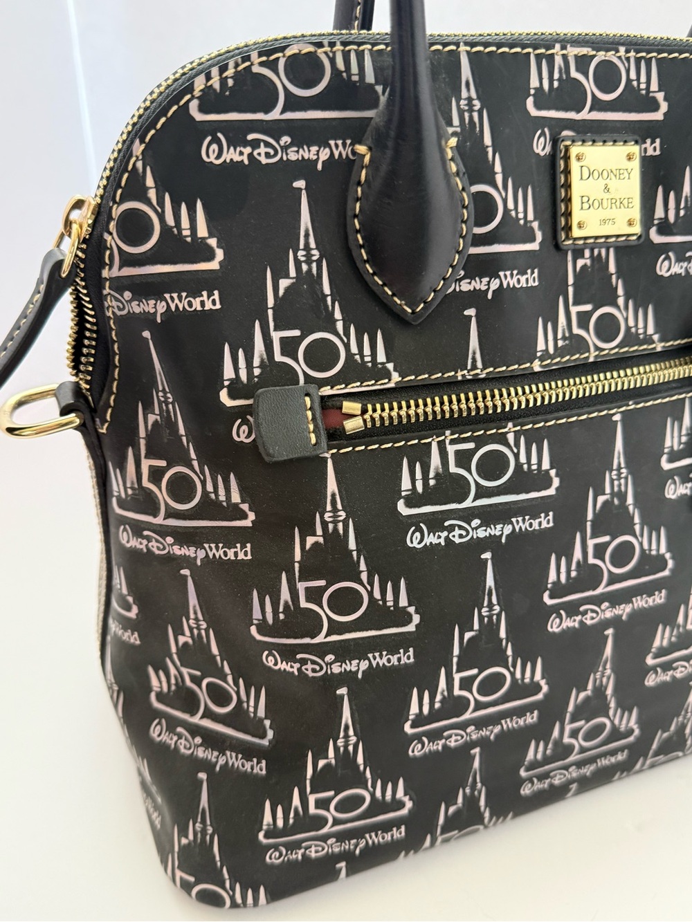Dooney & Bourke Black Walt Disney World 50th Anniversary Dome Satchel - Picture 6 of 9